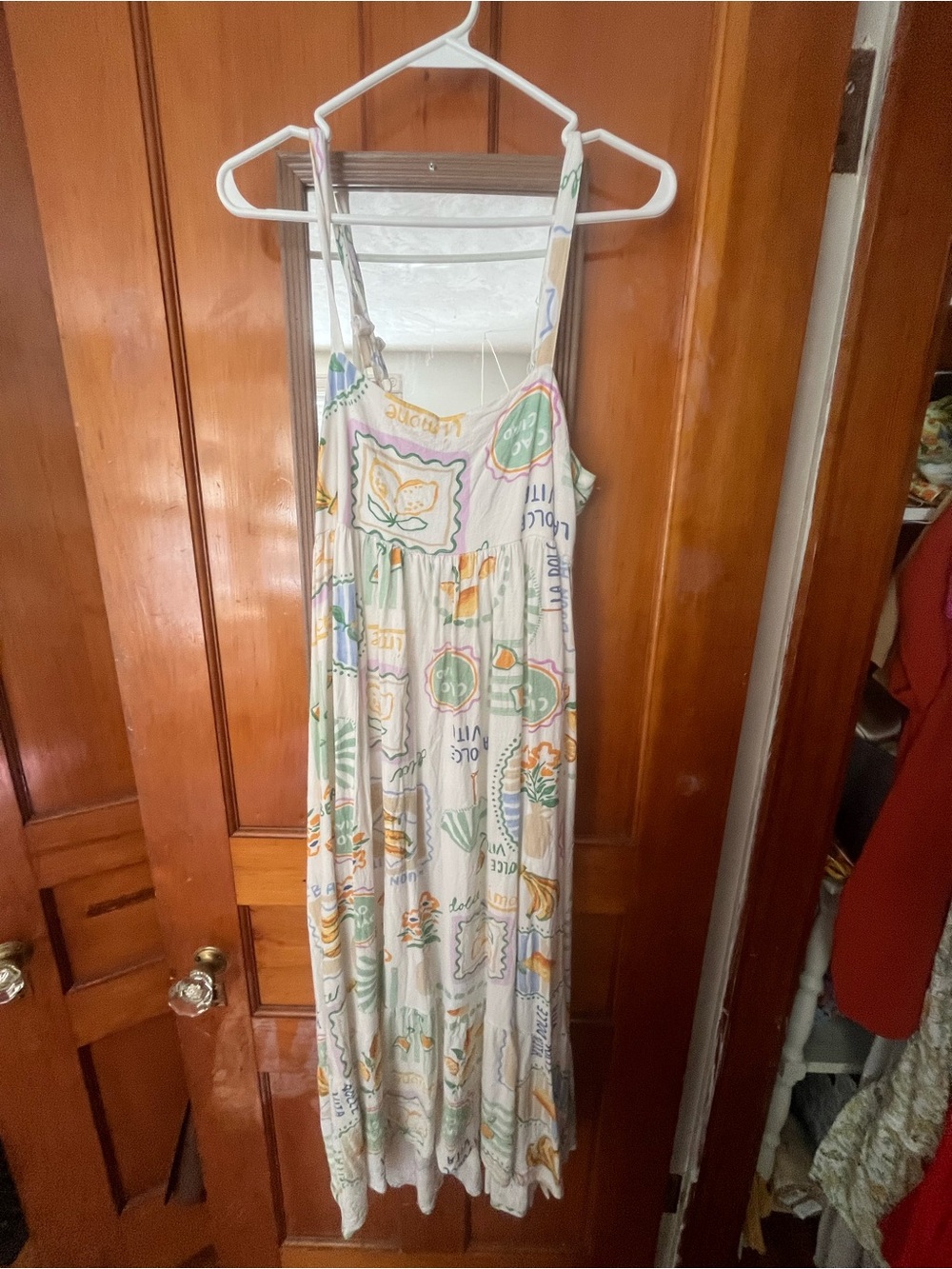 Cream Floral Print Maxi Dress with Pastel vacation print